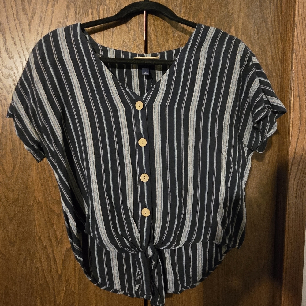 Universal Thread Navy and White Striped Blouse